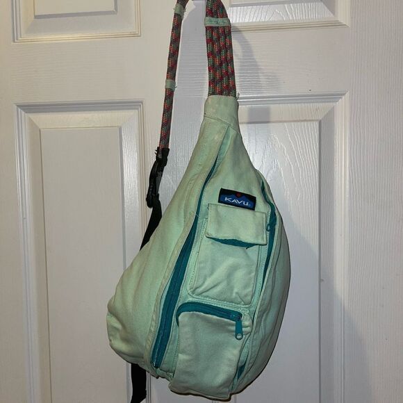 KAVU Rope  Canvas mint Green Sling Bag Crossbody Backpack - Picture 2 of 10